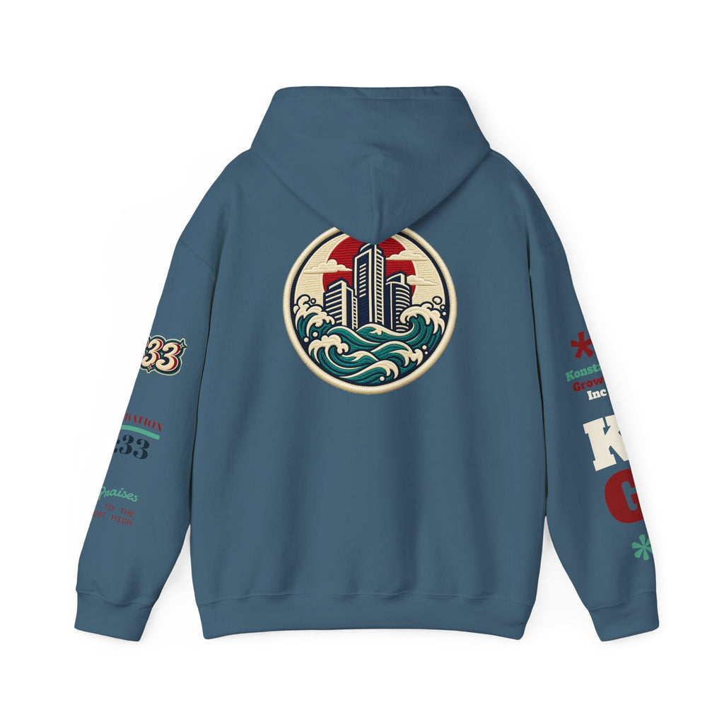 Build Cityscape Hoodie — Vintage Surf-Inspired 'BUILD' Graphic Pullover