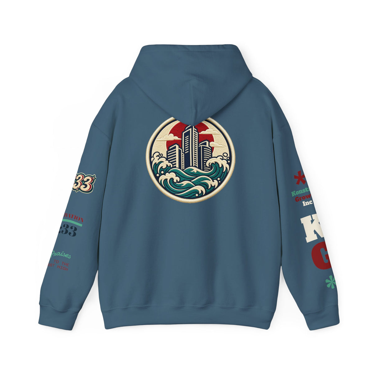 Build Cityscape Hoodie — Vintage Surf-Inspired 'BUILD' Graphic Pullover