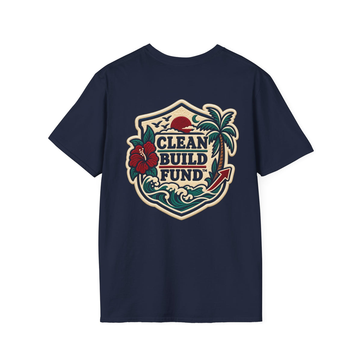 Funding Surf Crest T-Shirt — "Clean Build Fund" Retro Beach Graphic Tee