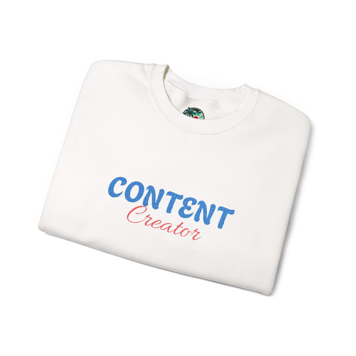 Content Creator Sweatshirt | Embroidered Script Logo, White Crewneck