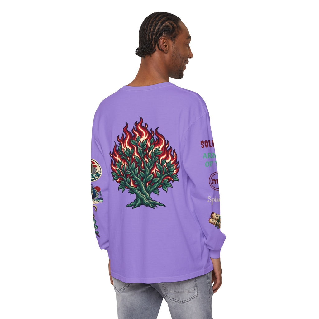 Long Sleeve Tee — "Konstant Growth" Spiritual Palm & Burning Bush Graphic