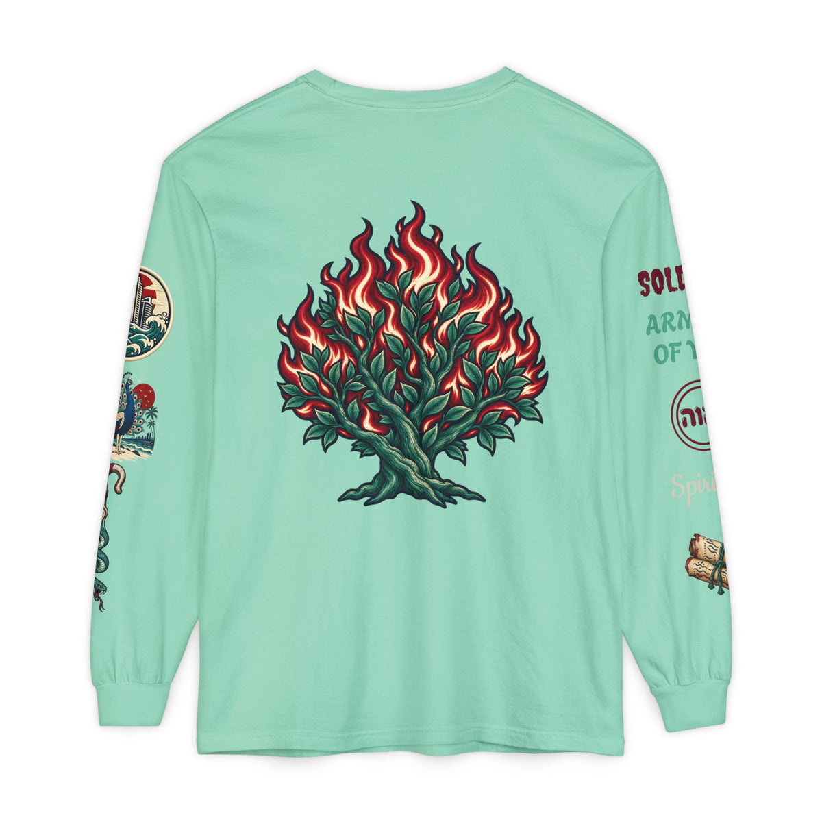 Long Sleeve Tee — "Konstant Growth" Spiritual Palm & Burning Bush Graphic Printify