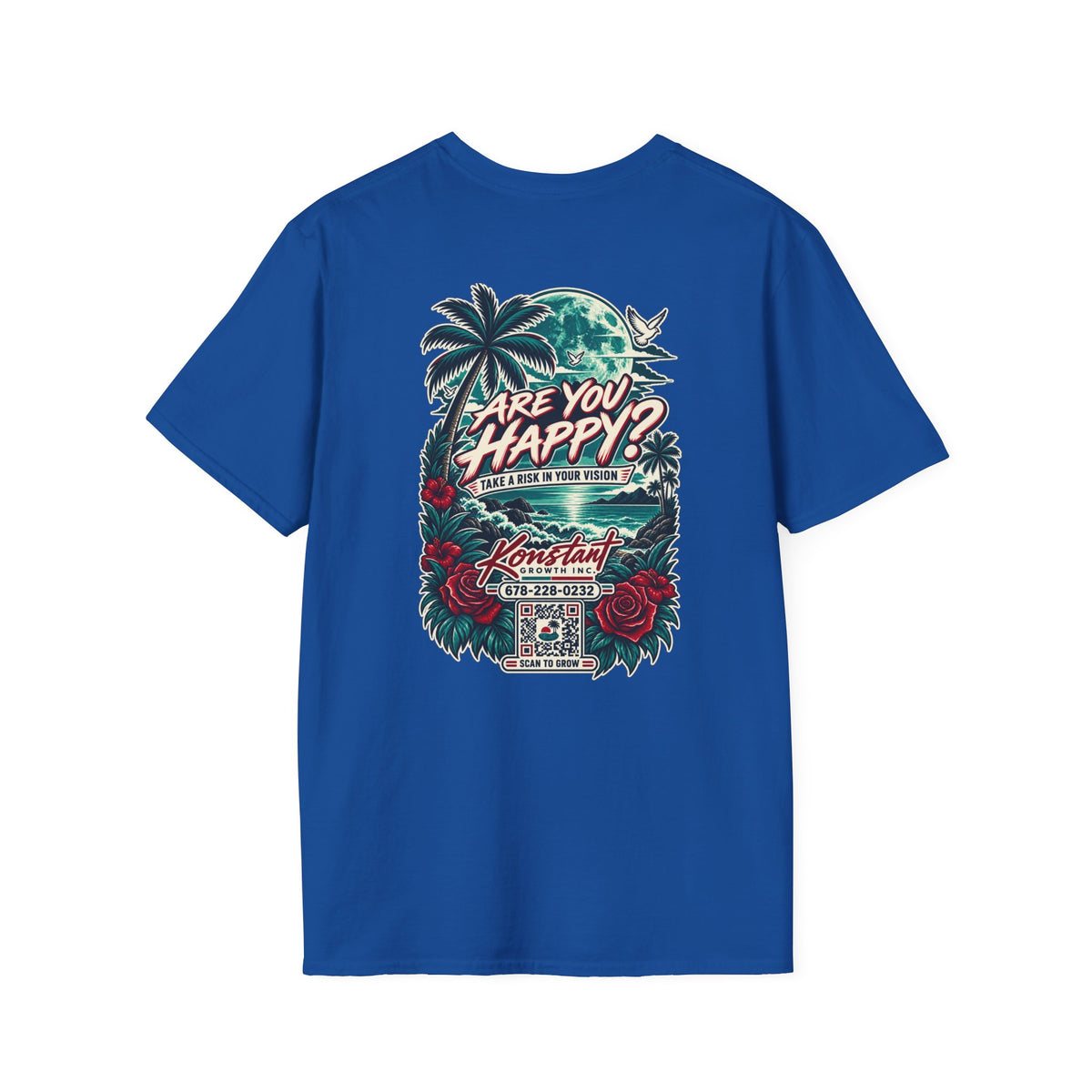 Are You Happy? Graphic T-Shirt — Konstant Growth Retro Tropical Design
