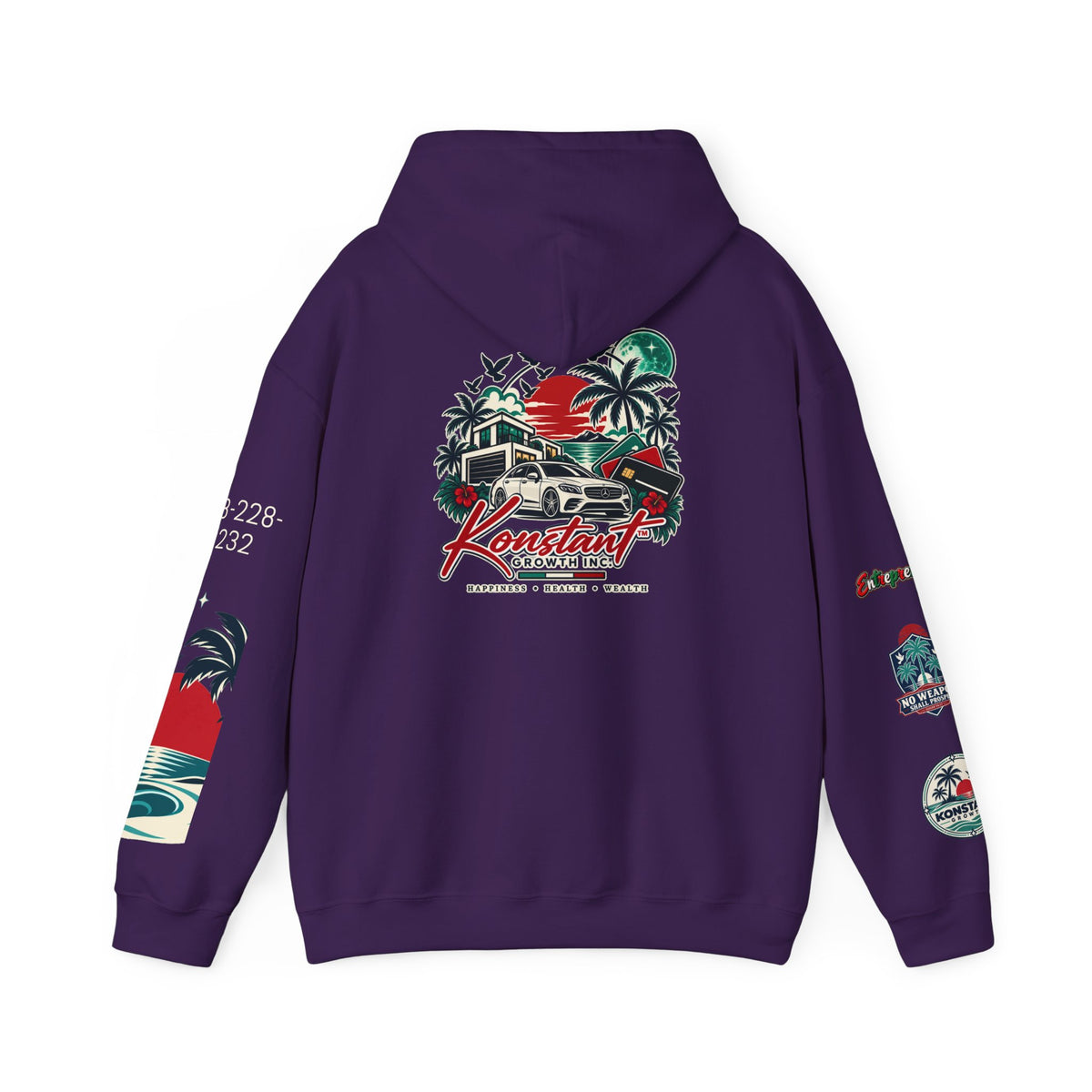 Blessed Hoodie | Surfer Palm Wave Graphic Hoodie, Tropical Beach Sweatshirt