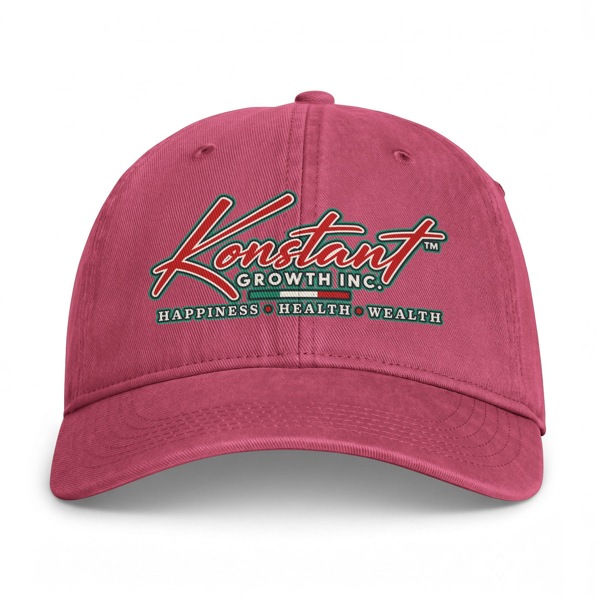 Konstant Growth Inc. Embroidered Baseball Cap — "Happiness • Health • Wealth" Printify
