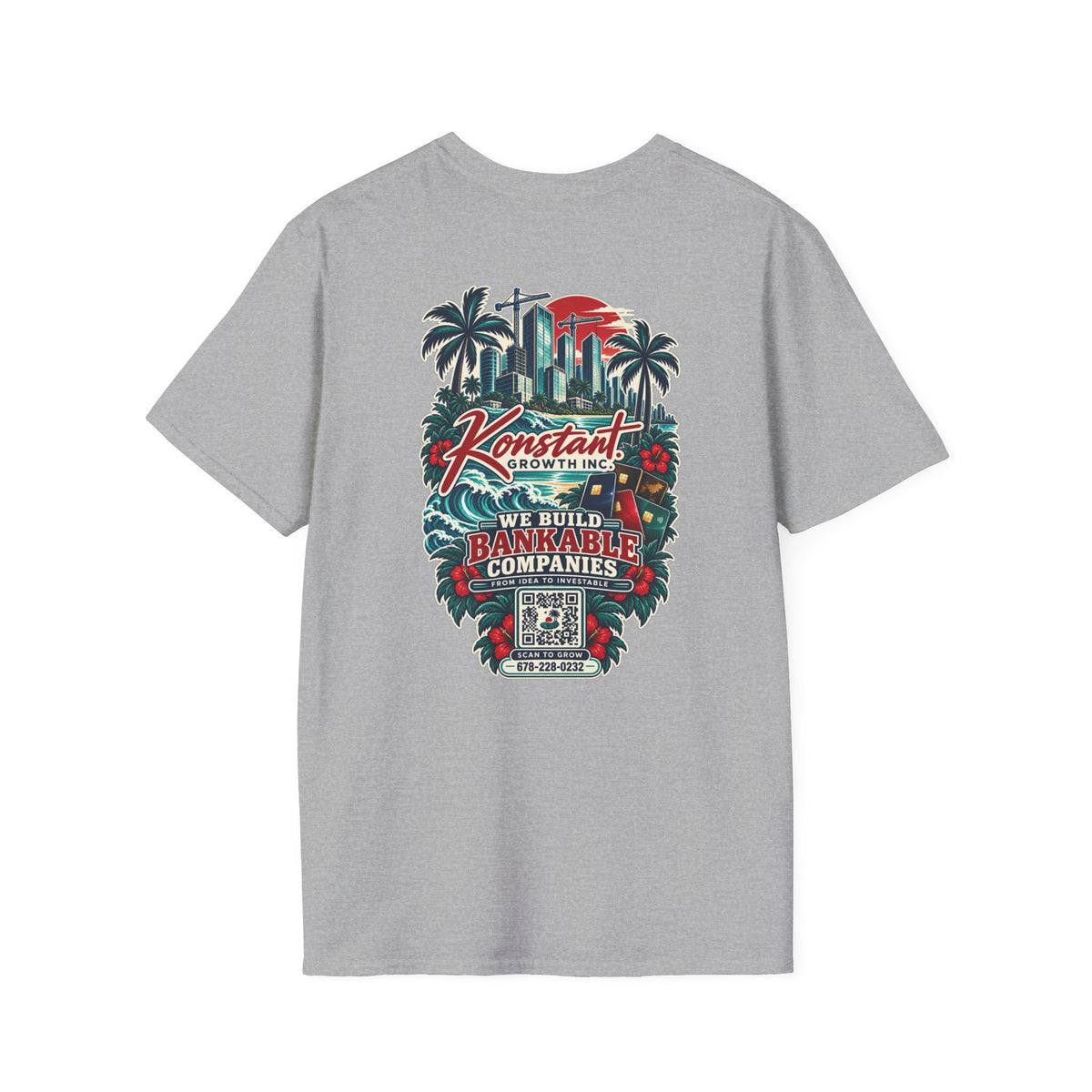 Konstant Growth Co. T‑Shirt — 'We Build Bankable Companies' Tropical Logo Tee