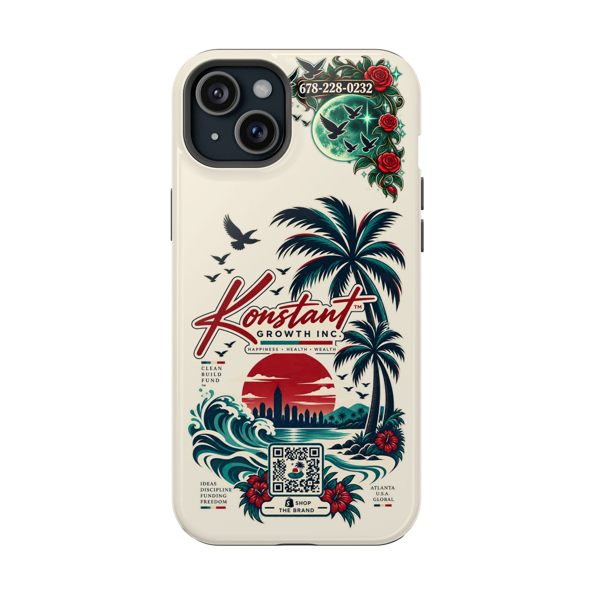 Tropical Palm Phone Case — "Konstant Growth Inc." Impact-Resistant Protective Case Printify