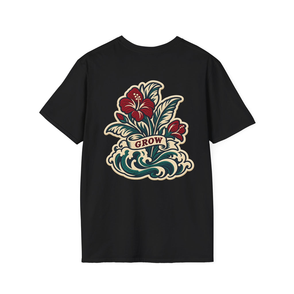 Fund & Grow Graphic T-Shirt — Retro Surf Floral Design