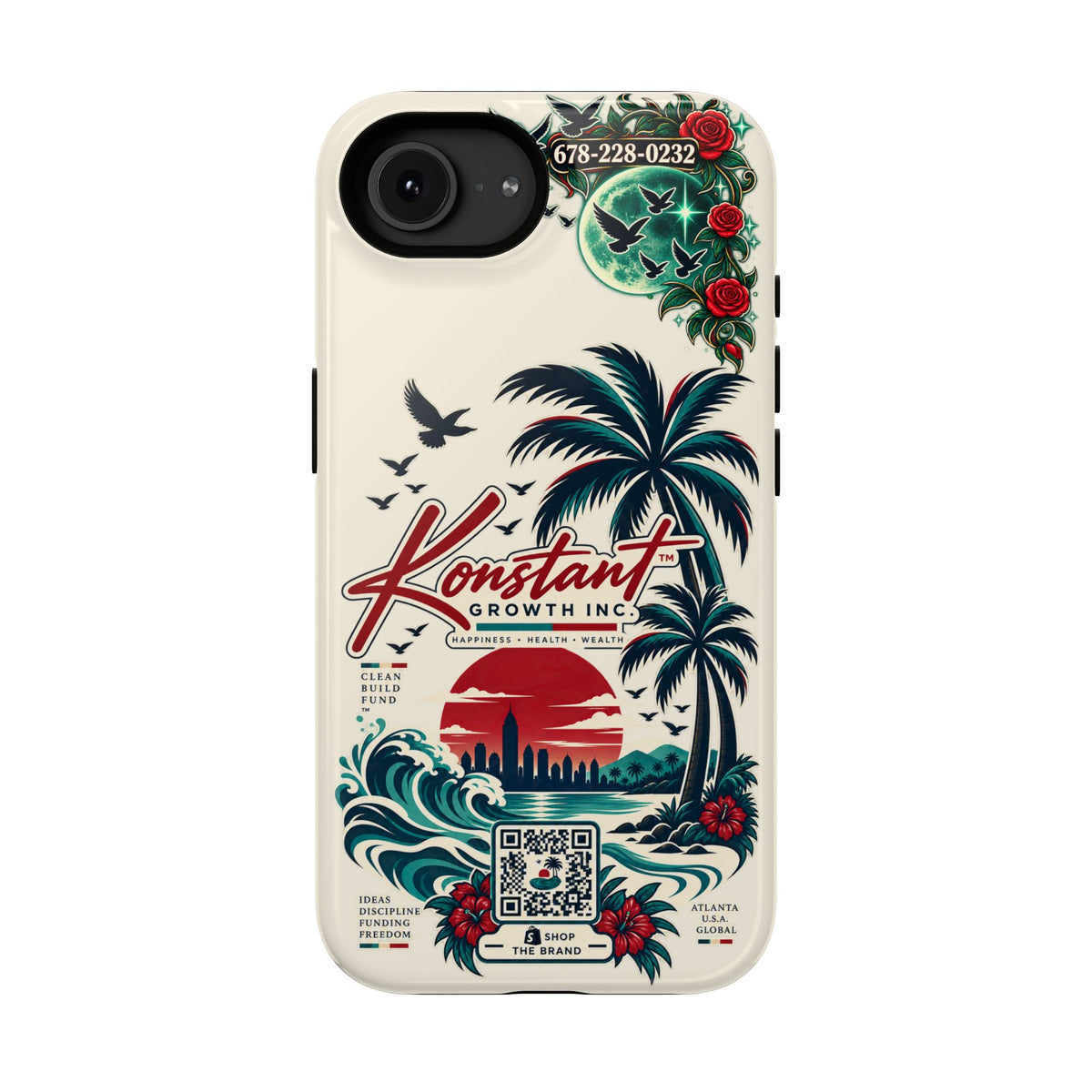 Tropical Palm Phone Case — "Konstant Growth Inc." Impact-Resistant Protective Case Printify