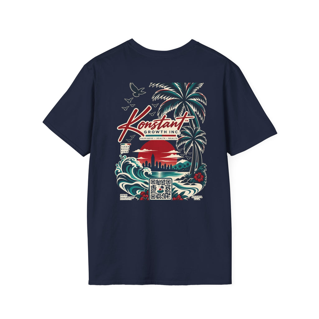 Konstant Growth Beach Graphic T-Shirt — Retro Palm Sunset Surf Design