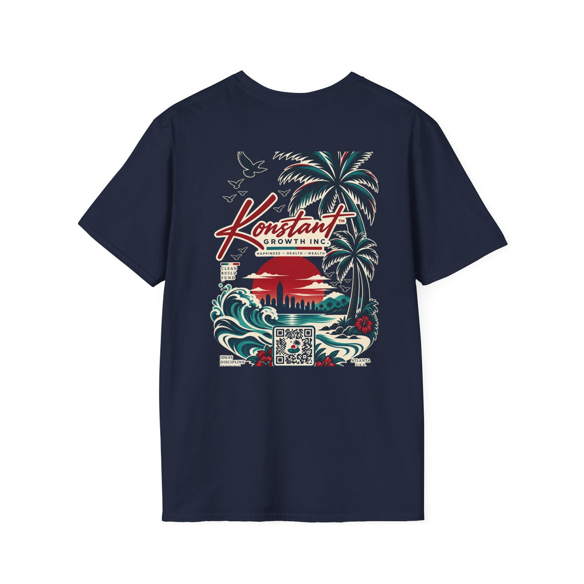 Konstant Growth Beach Graphic T-Shirt — Retro Palm Sunset Surf Design