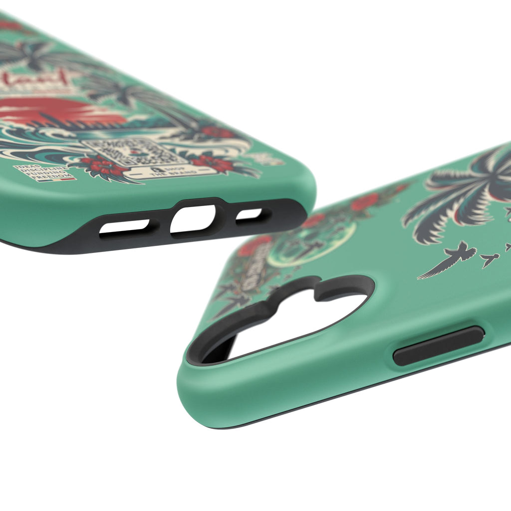 Tropical Palm Impact Phone Case — "Konstant Growth Inc." Retro Sunset Floral Design