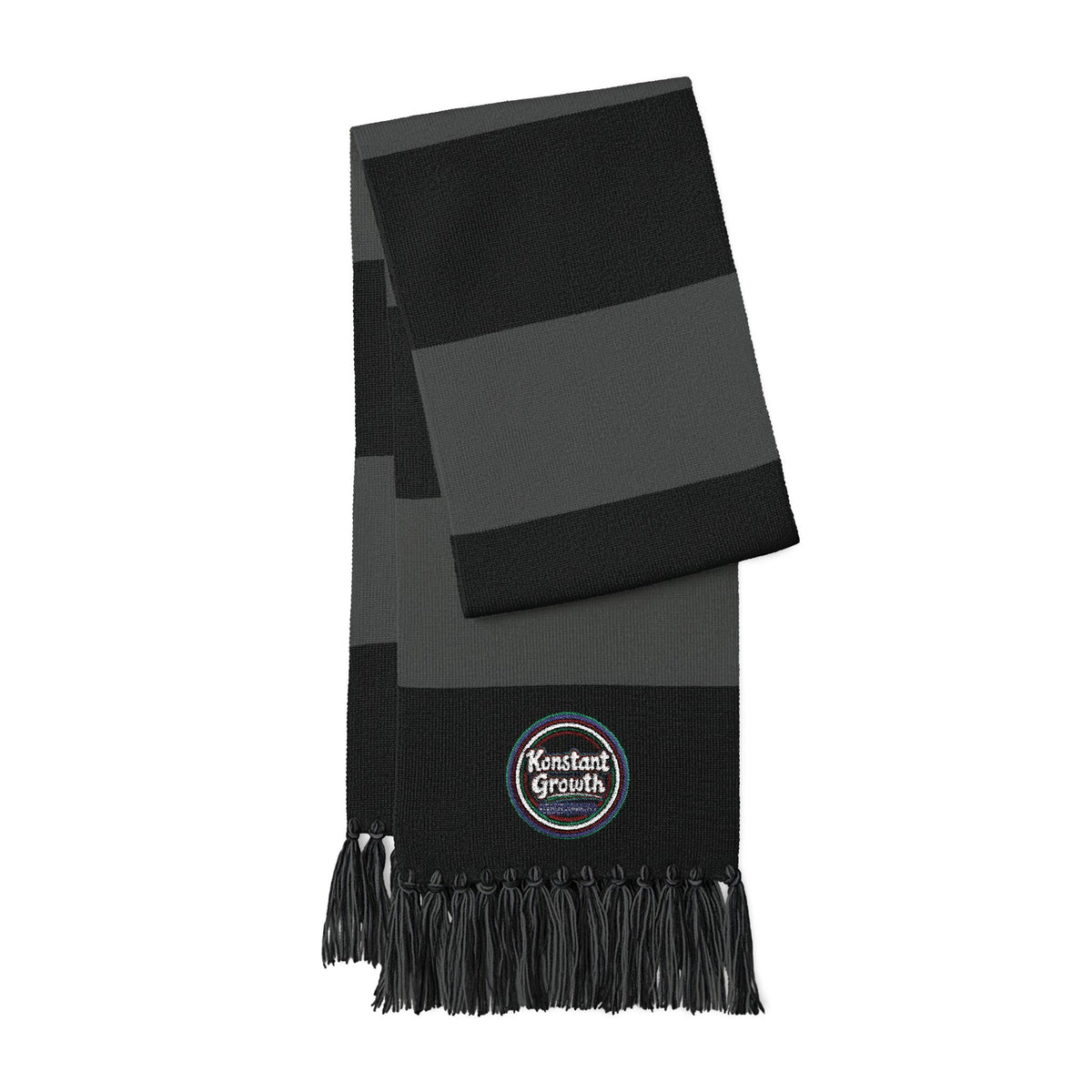 Konstant Growth Striped Spectator Scarf, Embroidered Crest Scarf | Team Colors