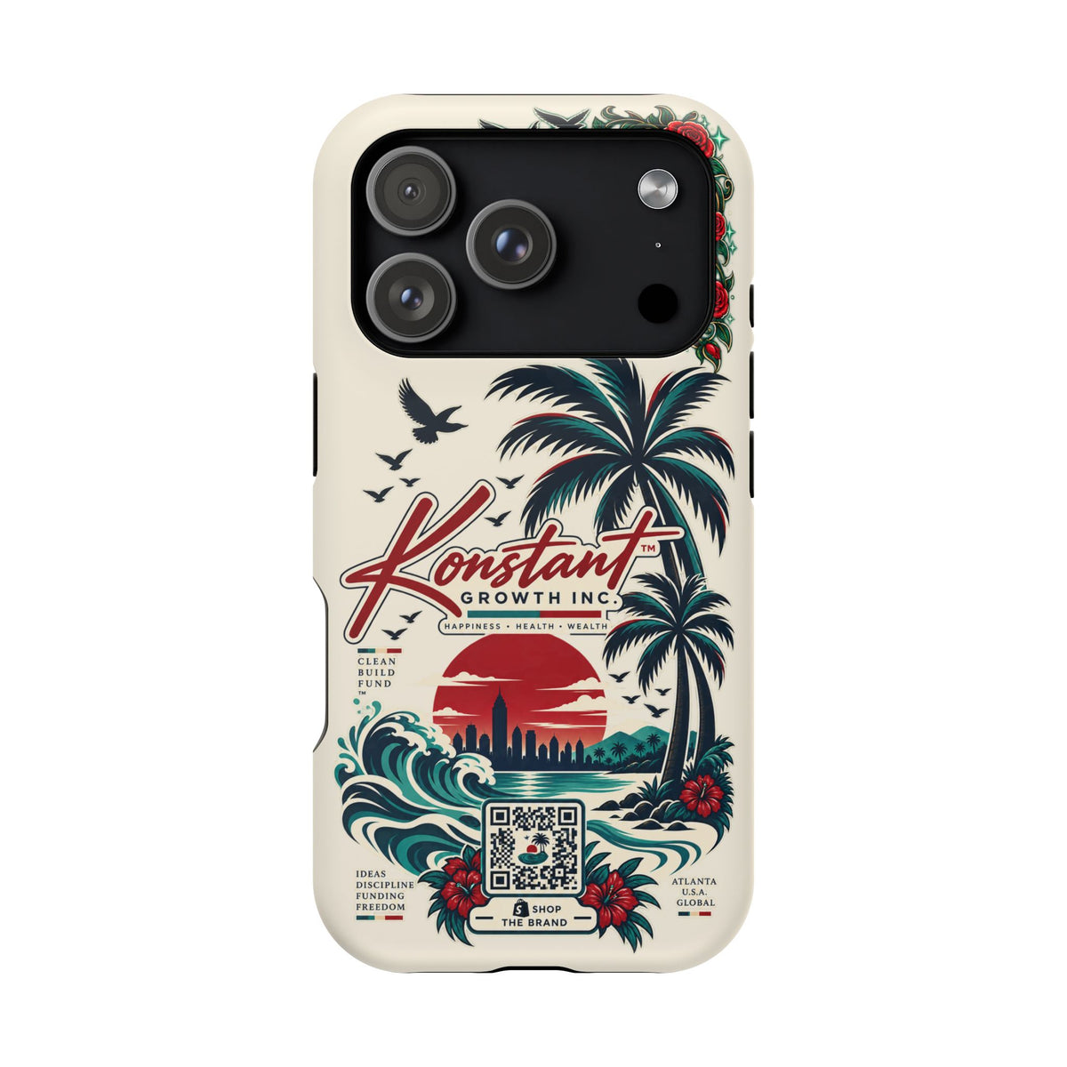 Tropical Palm Phone Case — "Konstant Growth Inc." Impact-Resistant Protective Case Printify