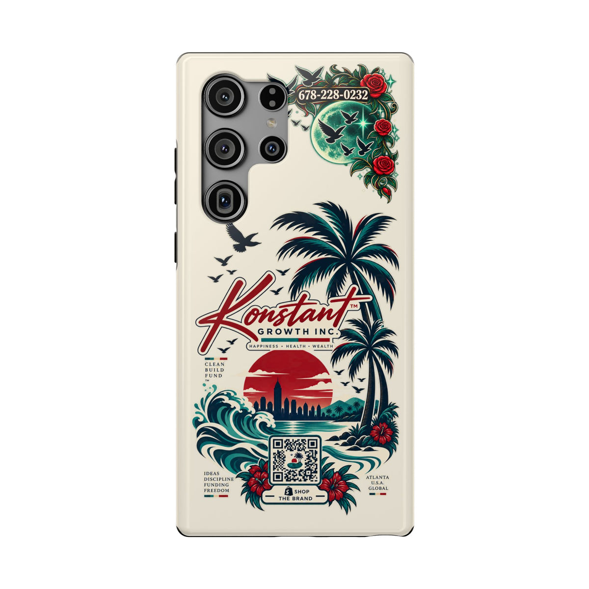 Tropical Palm Phone Case — "Konstant Growth Inc." Impact-Resistant Protective Case Printify
