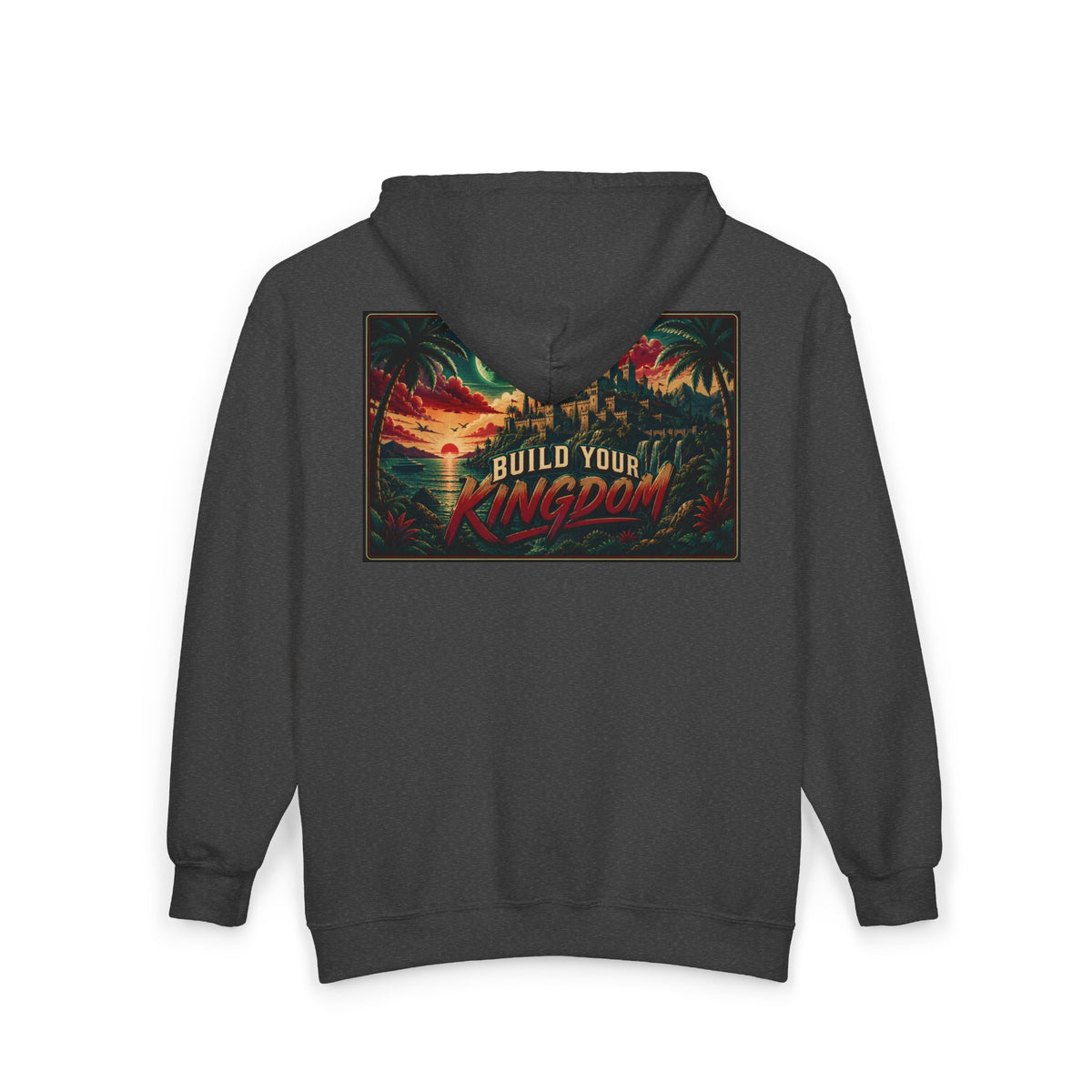 King Script Hoodie | Build Your Kingdom Vintage Tropical Zip-Up