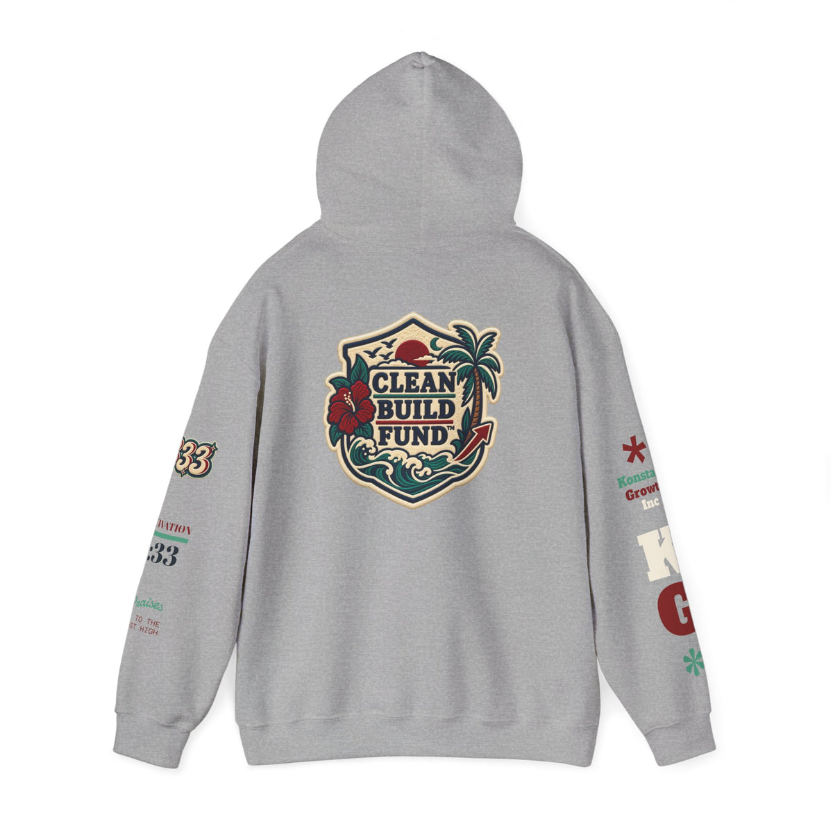 Funding Crewneck Hoodie — "Clean Build Fund" Graphic Pullover