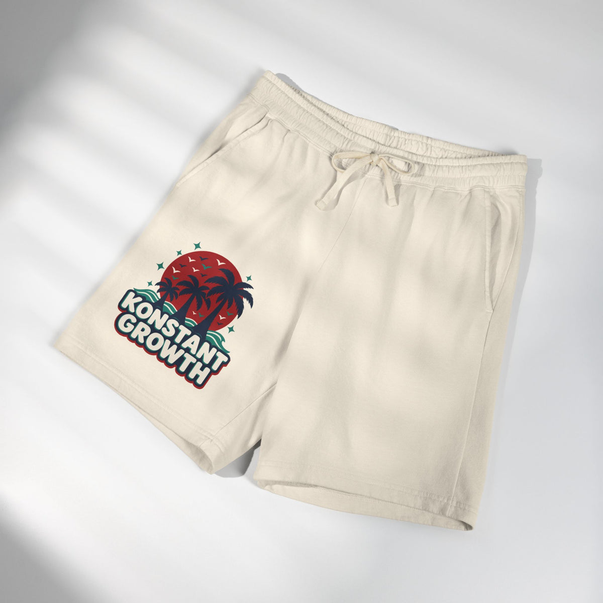 Konstant Growth Palm & Peacock Sweat Shorts — Garment-Dyed Lightweight Fleece