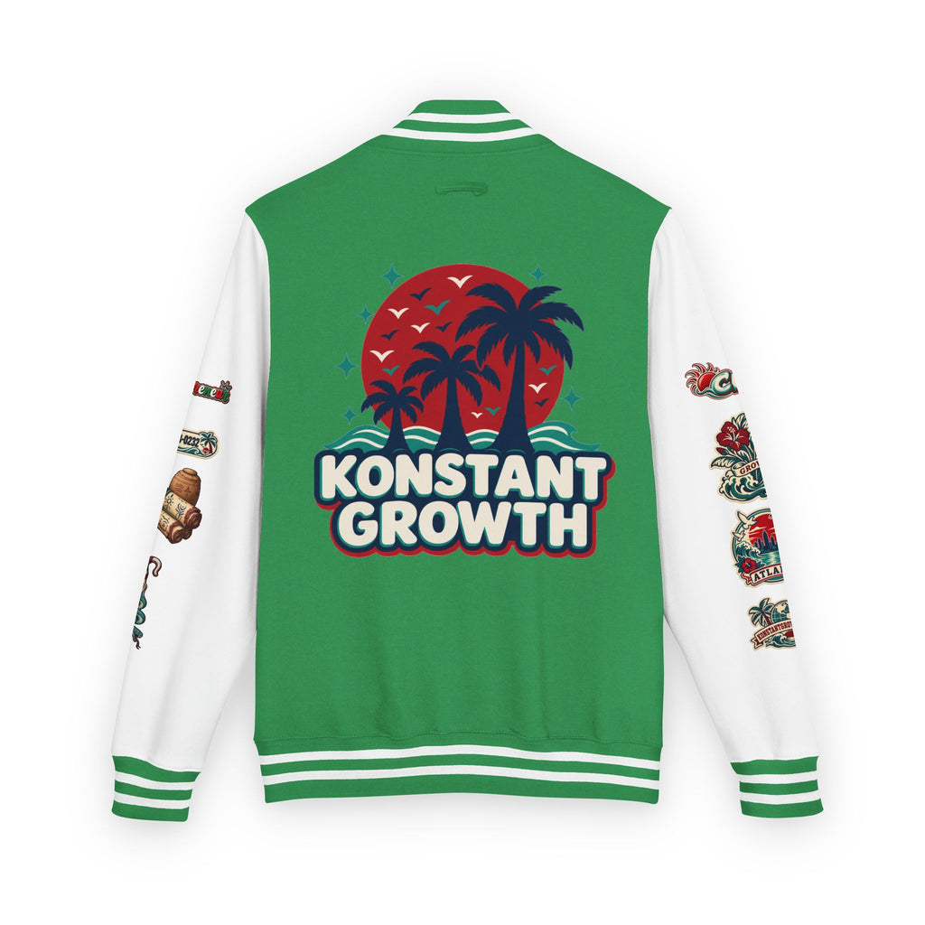 Letterman Jacket — "Konstant Growth" Palm Graphic with "Happiness Health Wealth" Chest Patch