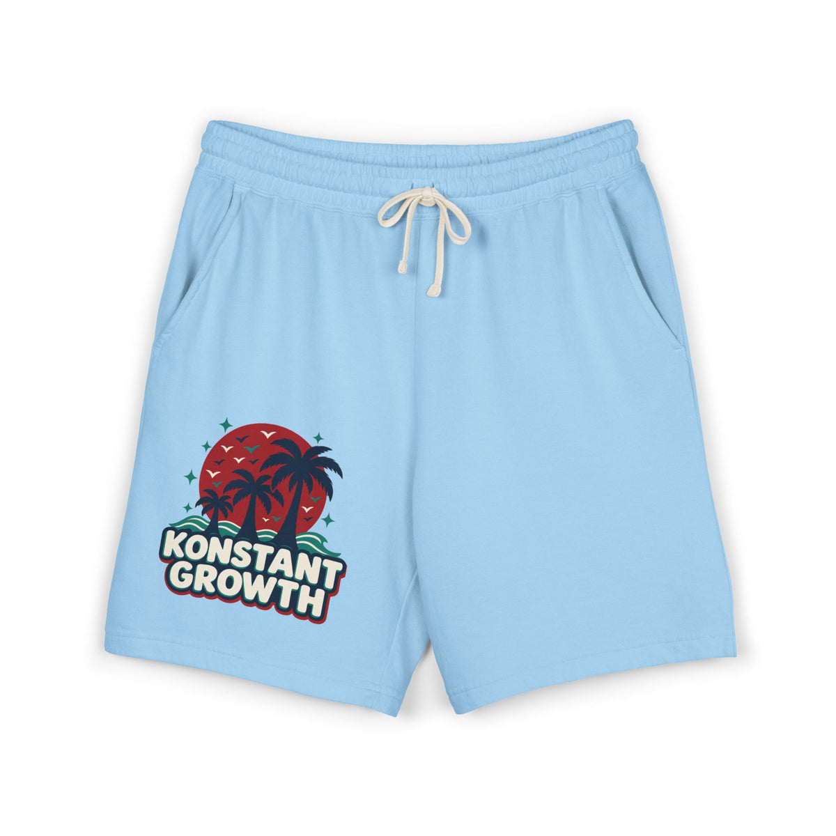 Konstant Growth Palm & Peacock Sweat Shorts — Garment-Dyed Lightweight Fleece Printify