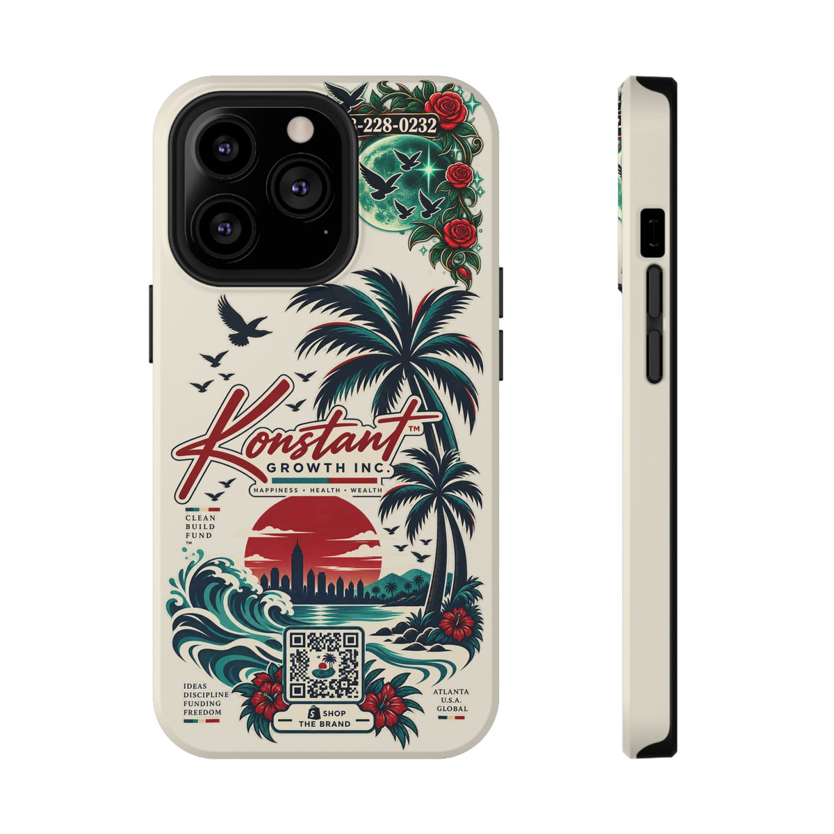 Tropical Palm Phone Case — "Konstant Growth Inc." Impact-Resistant Protective Case Printify