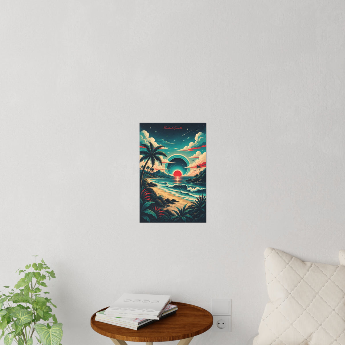 Retro Tropical Sunset Wall Decal | Beach Palm Ocean Sunset