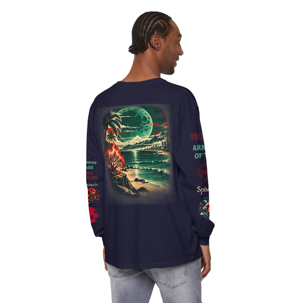 Konstant Growth Inc. Long Sleeve Tee — Tropical Moon Beach Graphic