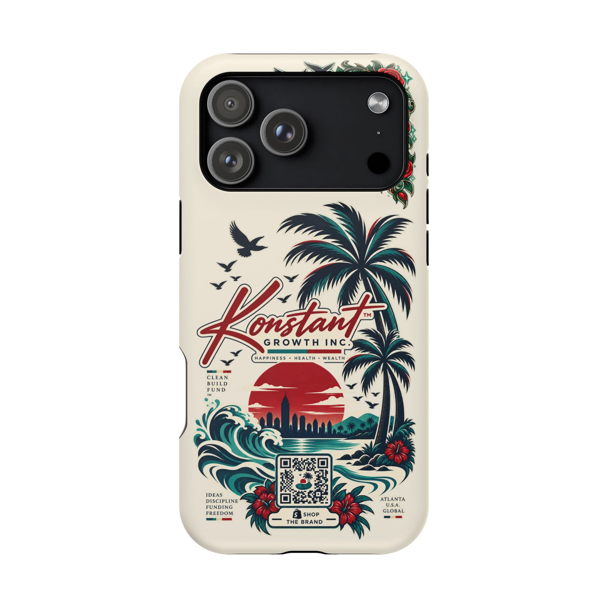 Tropical Palm Phone Case — "Konstant Growth Inc." Impact-Resistant Protective Case Printify
