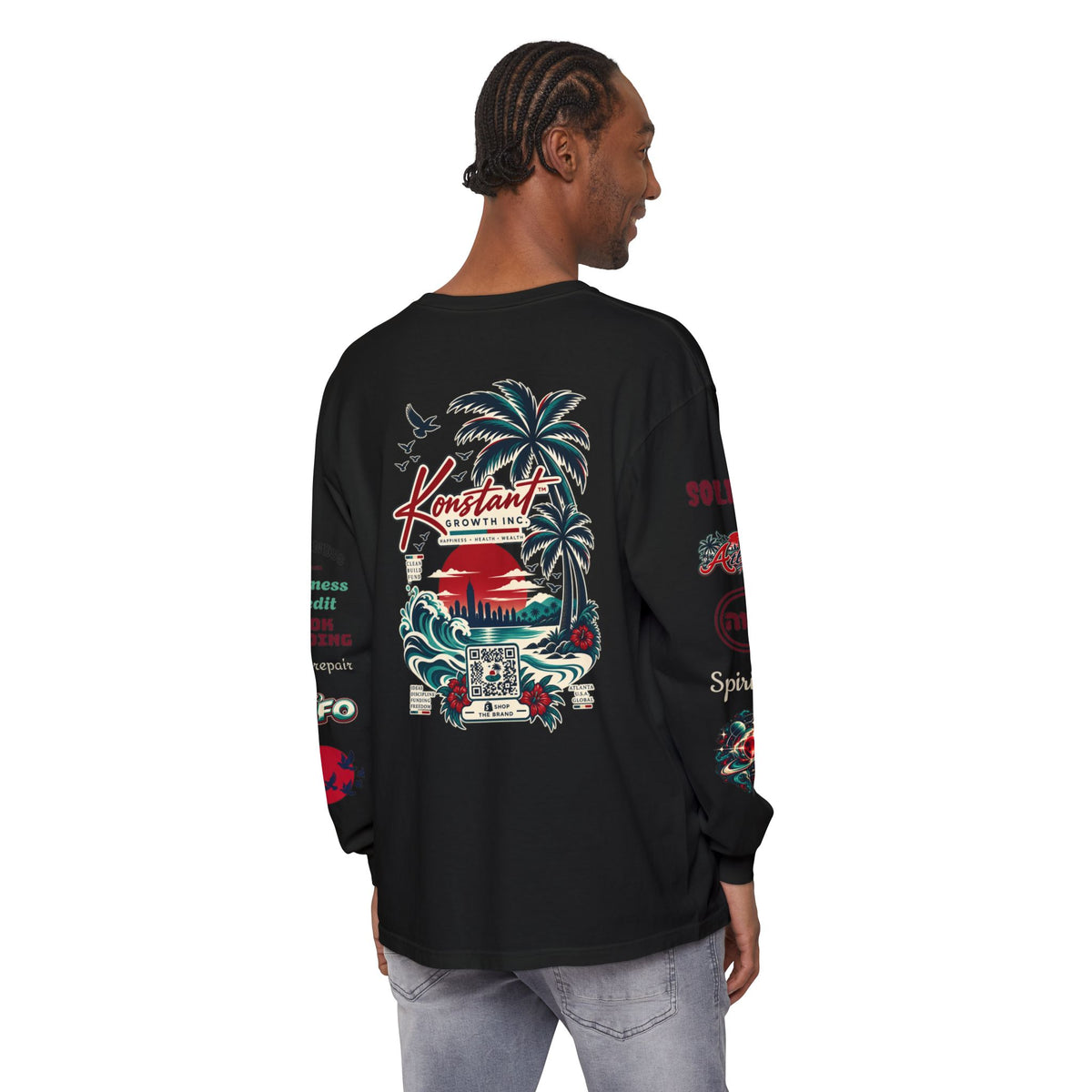 Konstant Growth Long Sleeve T-Shirt — Tropical Palm Surf Graphic