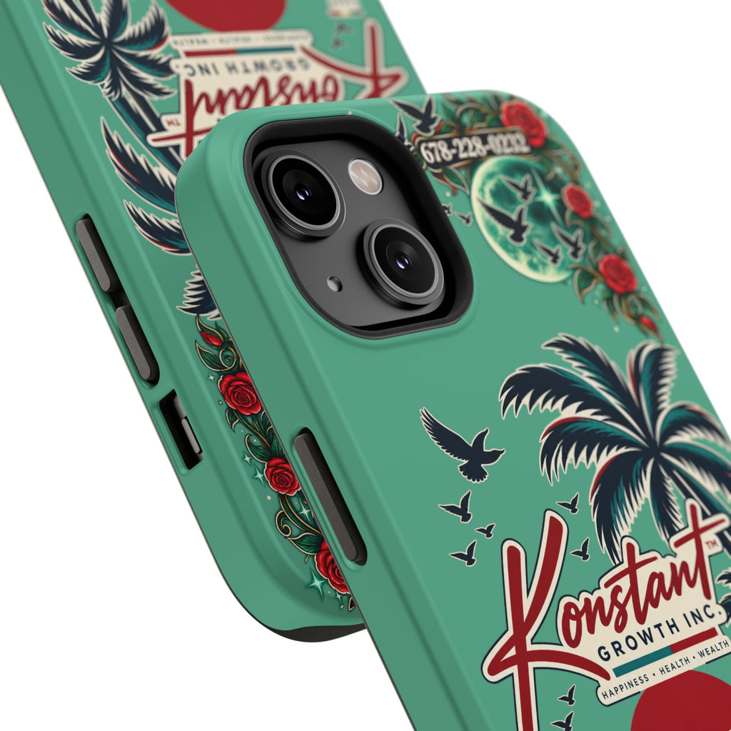 Tropical Palm Impact Phone Case — "Konstant Growth Inc." Retro Sunset Floral Design