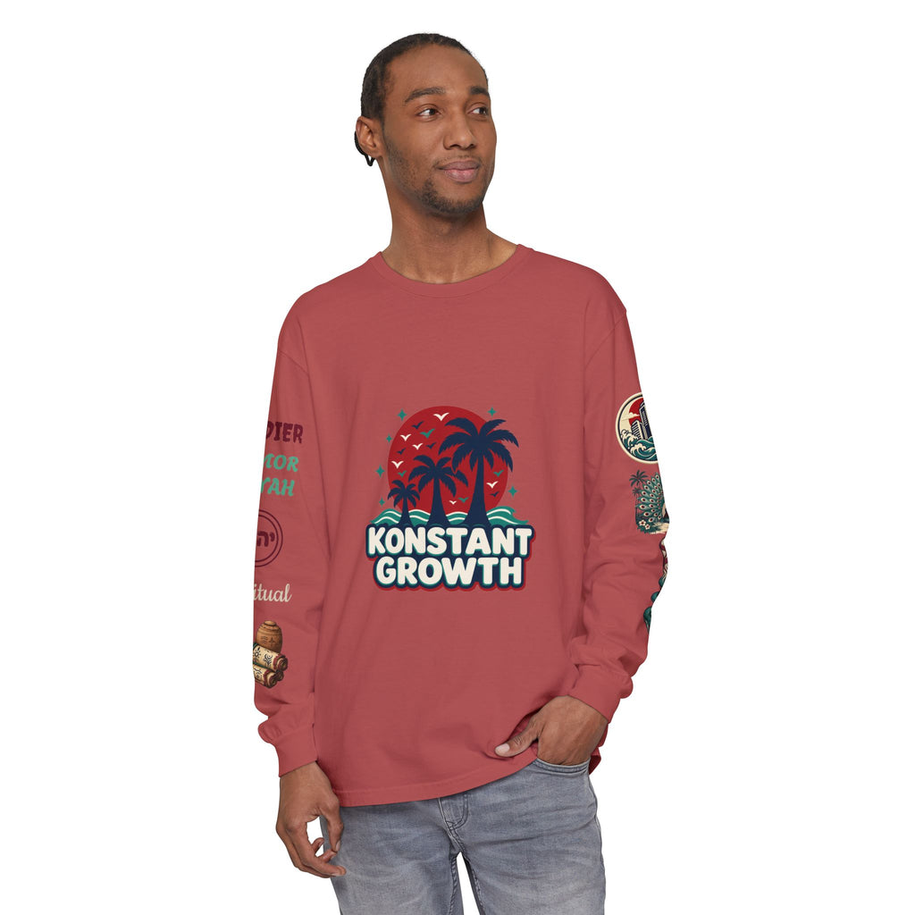 Long Sleeve Tee — "Konstant Growth" Spiritual Palm & Burning Bush Graphic