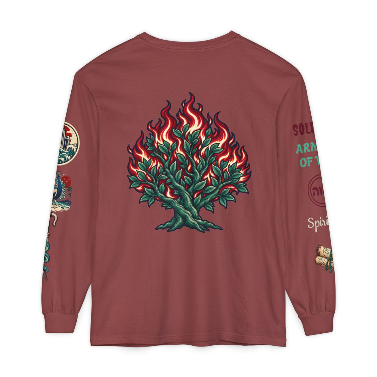 Long Sleeve Tee — "Konstant Growth" Spiritual Palm & Burning Bush Graphic Printify