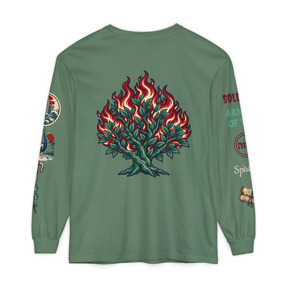 Long Sleeve Tee — "Konstant Growth" Spiritual Palm & Burning Bush Graphic Printify