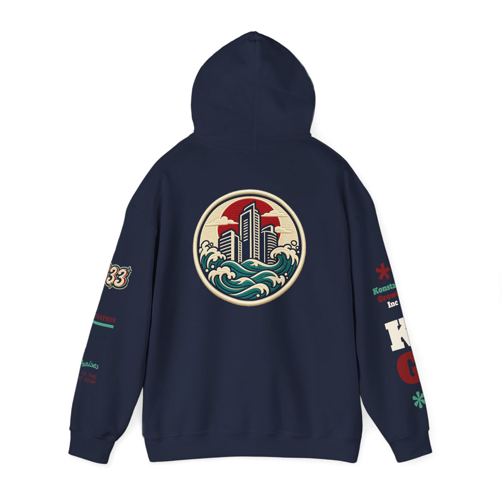 Build Cityscape Hoodie — Vintage Surf-Inspired 'BUILD' Graphic Pullover