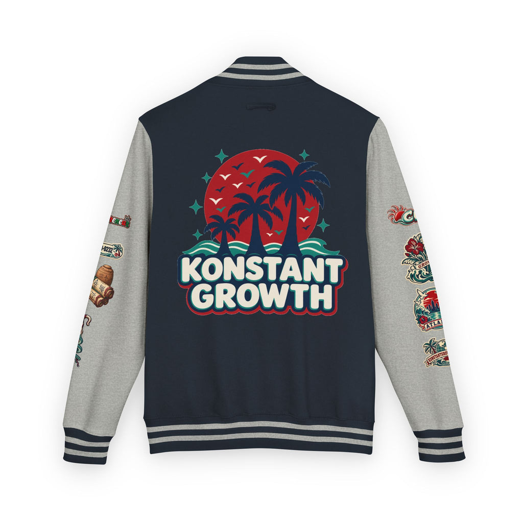 Letterman Jacket — "Konstant Growth" Palm Graphic with "Happiness Health Wealth" Chest Patch