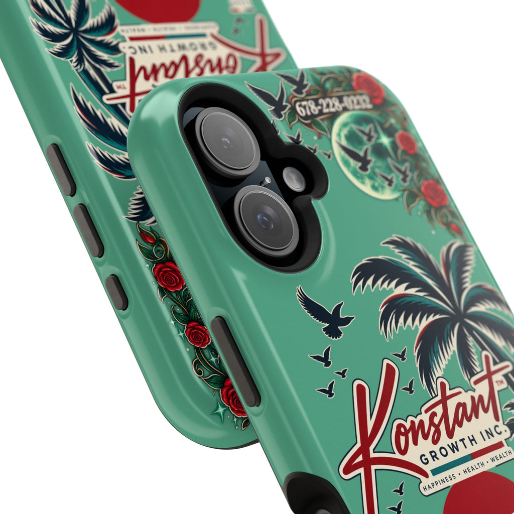Tropical Palm Impact Phone Case — "Konstant Growth Inc." Retro Sunset Floral Design