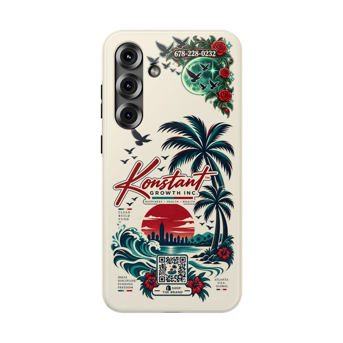 Tropical Palm Phone Case — "Konstant Growth Inc." Impact-Resistant Protective Case Printify