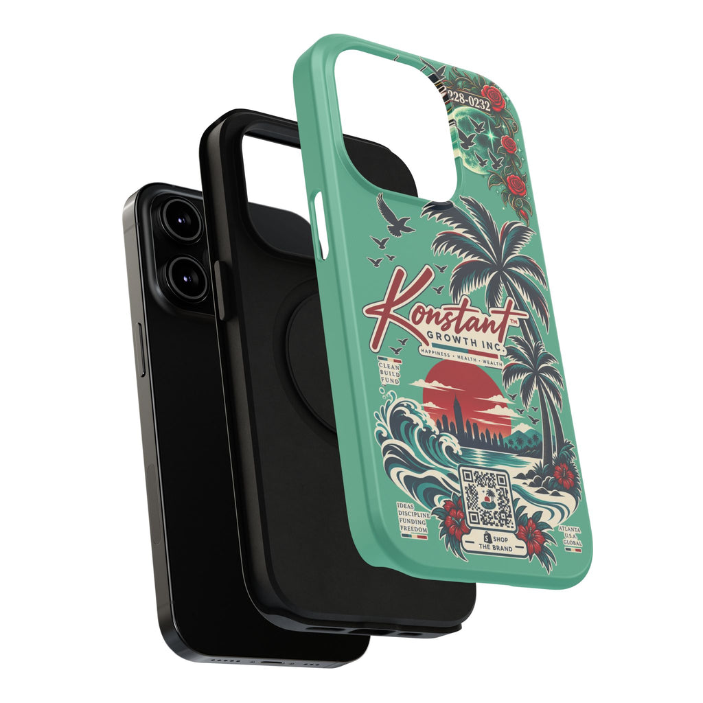 Tropical Palm Impact Phone Case — "Konstant Growth Inc." Retro Sunset Floral Design