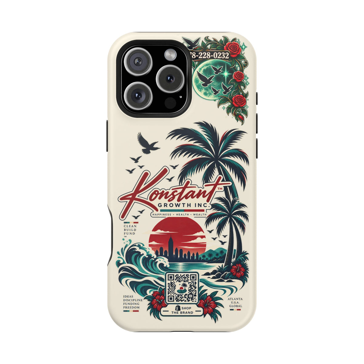 Tropical Palm Phone Case — "Konstant Growth Inc." Impact-Resistant Protective Case Printify