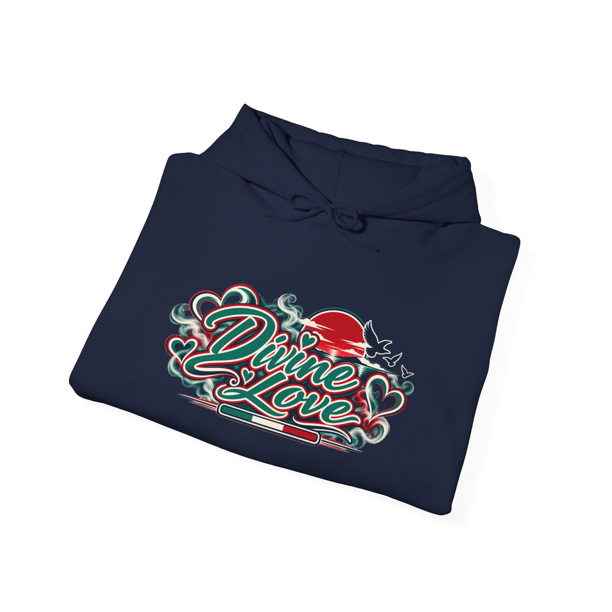 Hoodie - 'Divine Love' Graphic Hoodie with Vintage Bird & Floral Back Artwork