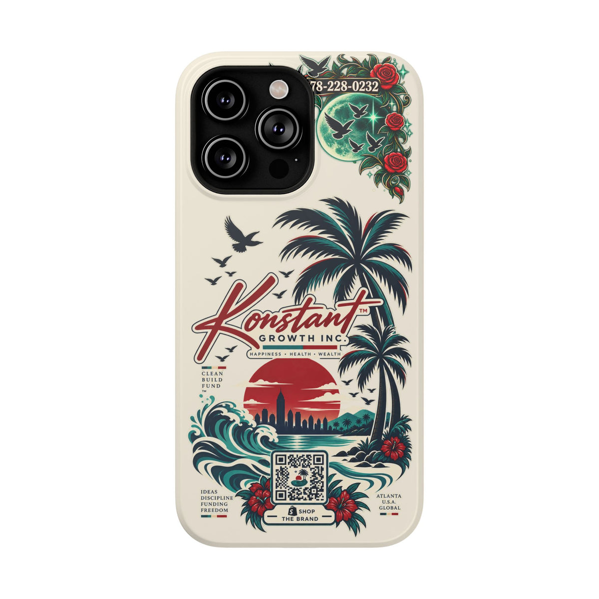 Tropical Palm Phone Case — "Konstant Growth Inc." Impact-Resistant Protective Case Printify