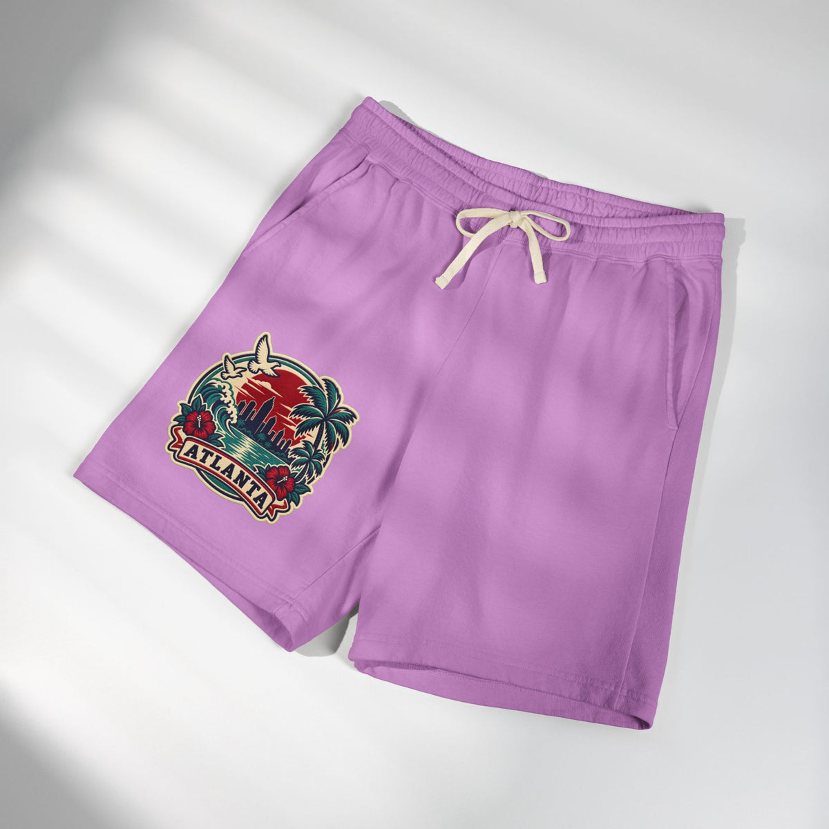 Atlanta Vintage Sunset Sweat Shorts — Garment-Dyed Fleece