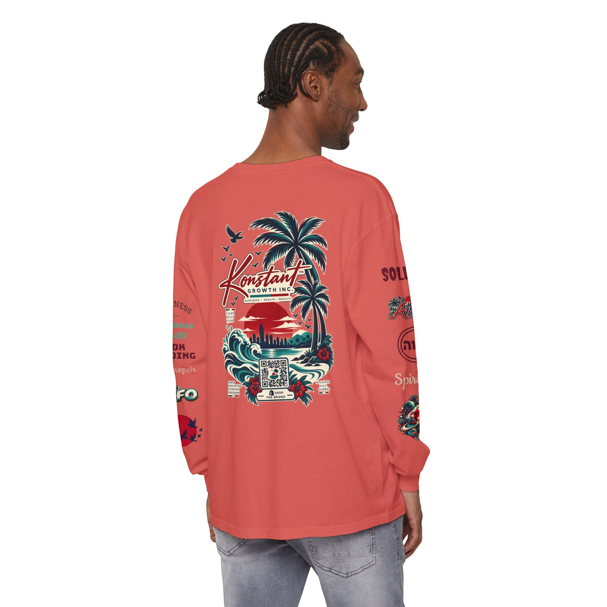 Konstant Growth Long Sleeve T-Shirt — Tropical Palm Surf Graphic