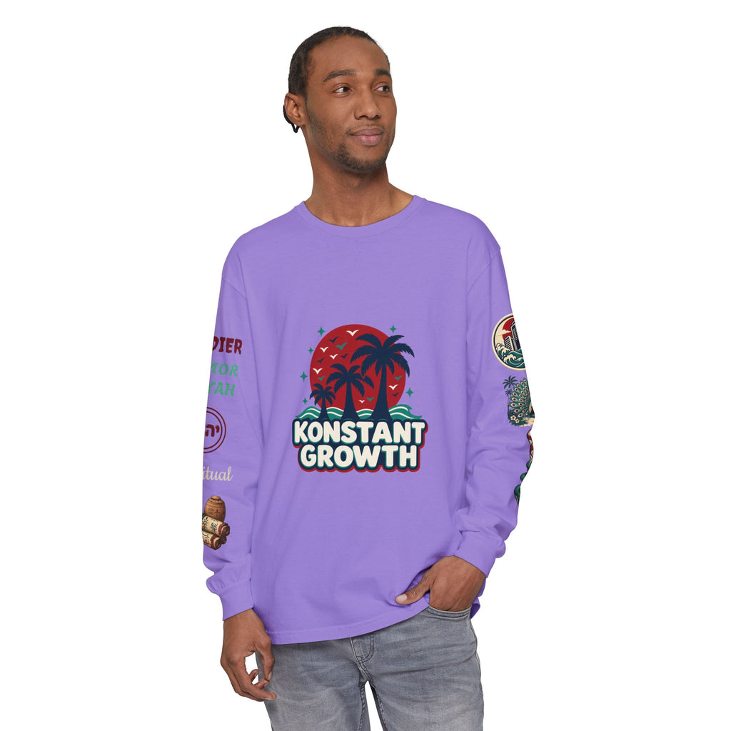 Long Sleeve Tee — "Konstant Growth" Spiritual Palm & Burning Bush Graphic
