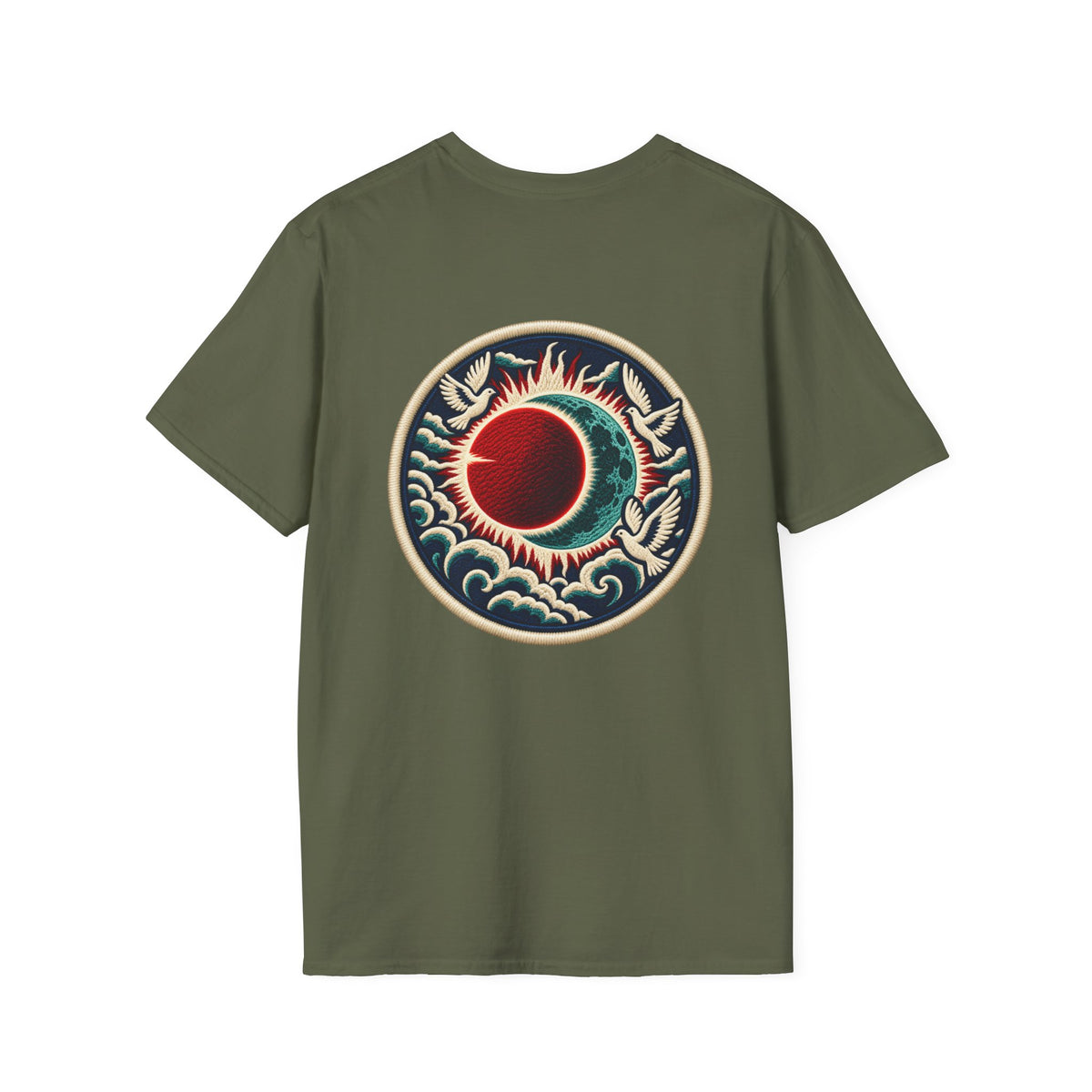 Eclipse Crest T-Shirt — Vintage Floral KG Logo Printify