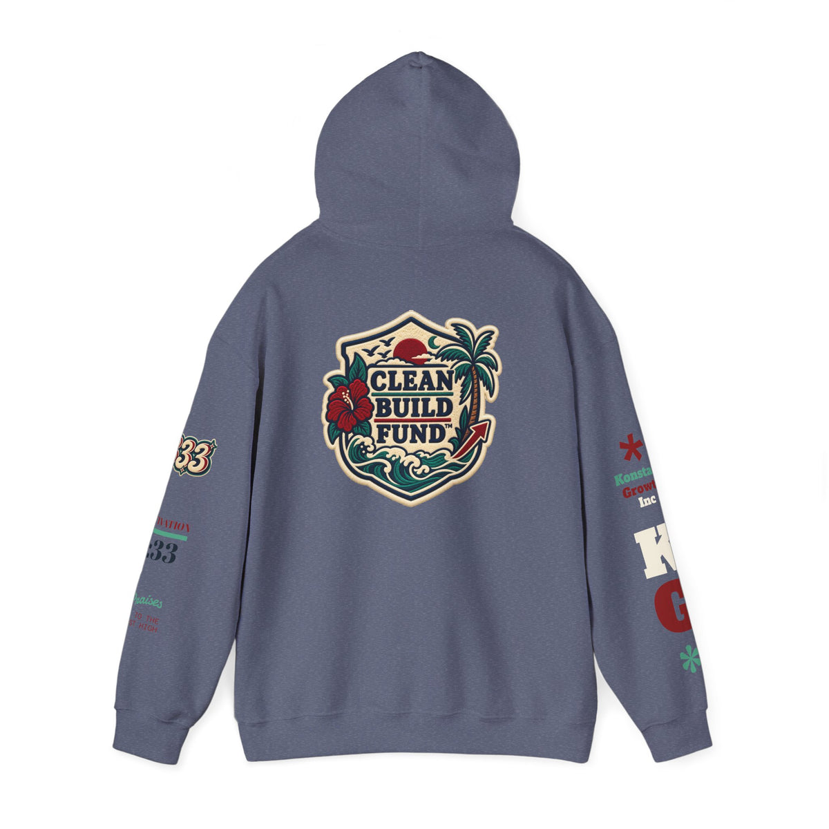 Funding Crewneck Hoodie — "Clean Build Fund" Graphic Pullover