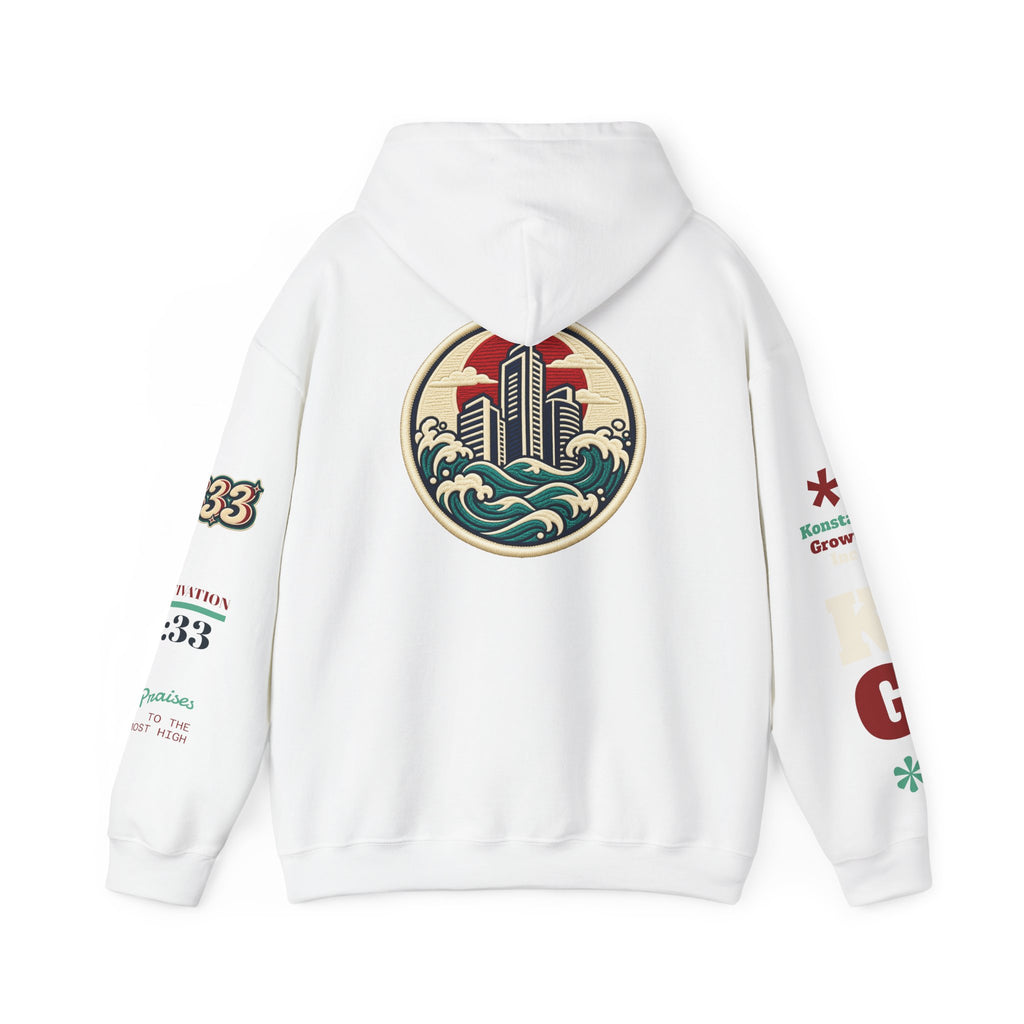 Build Cityscape Hoodie — Vintage Surf-Inspired 'BUILD' Graphic Pullover