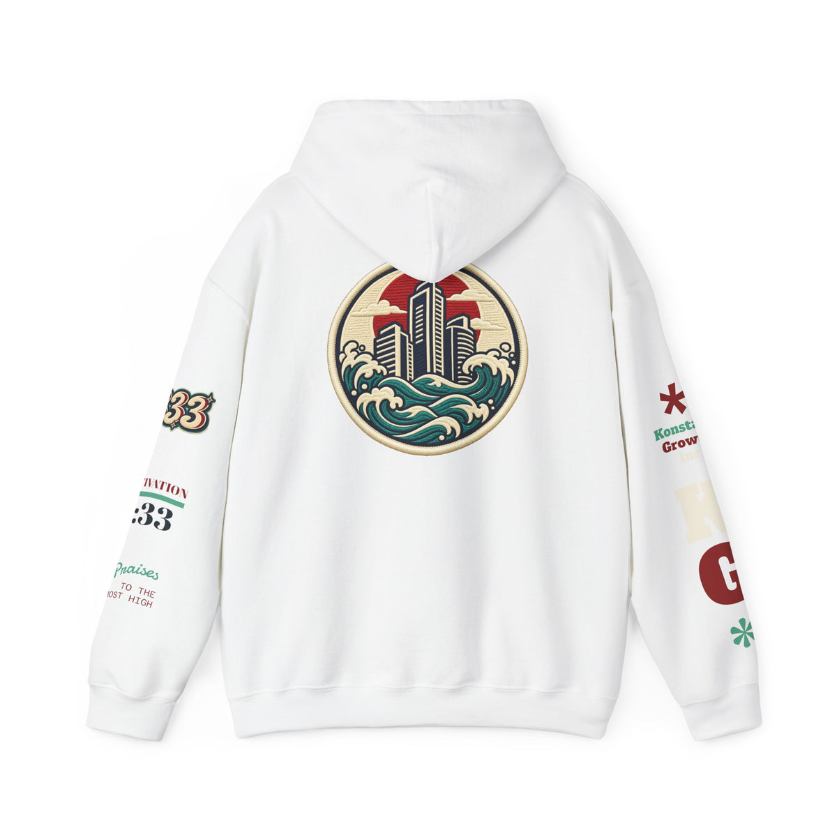 Build Cityscape Hoodie — Vintage Surf-Inspired 'BUILD' Graphic Pullover