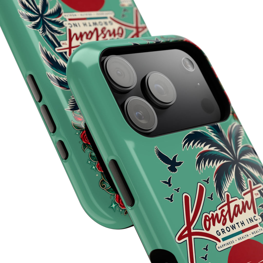 Tropical Palm Impact Phone Case — "Konstant Growth Inc." Retro Sunset Floral Design