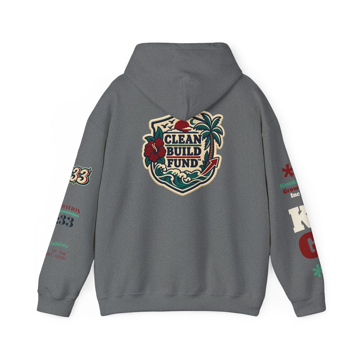 Funding Crewneck Hoodie — "Clean Build Fund" Graphic Pullover